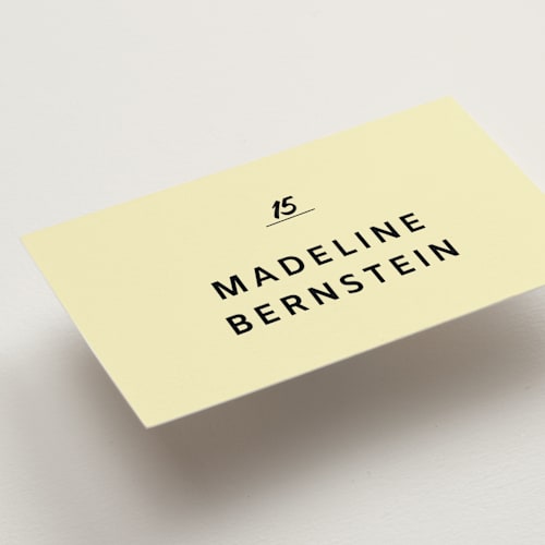 This is a butter wedding place cards with standard by Studio Suku called courthouse printing on signature in placecard