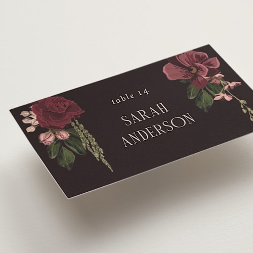 This is a merlota wedding place cards with standard by Susan Moyal called romantics printing on signature in placecard