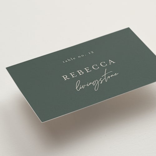 This is a forest wedding place cards with standard by Melanie Severin called vista printing on signature in placecard