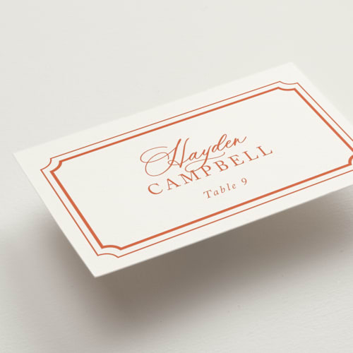 This is a poppy wedding place cards with standard by Jennifer Postorino called avery printing on signature in placecard