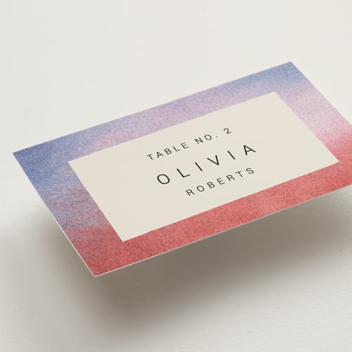 This is a sunset wedding place cards with standard by Sumak Studio called at dusk printing on signature in placecard