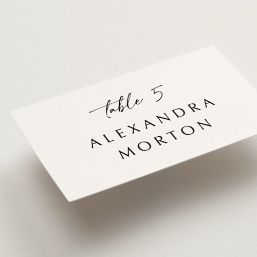This is a onyx wedding place cards with standard by Katherine Moynagh called belle romance printing on signature in placecard