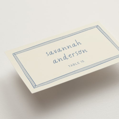 This is a sky wedding place cards with standard by Kelly Watkins called florence printing on signature in placecard