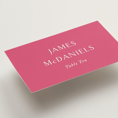 This is a carnation wedding place cards with standard by Jennifer Postorino called everlasting printing on signature in placecard