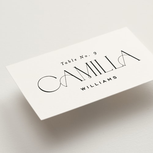 This is a lily wedding place cards with standard by Owl and Toad called numerical printing on signature in placecard
