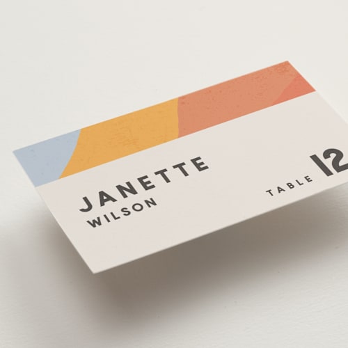 This is a sunset wedding place cards with standard by Robin Ott called canyon wall printing on signature in placecard