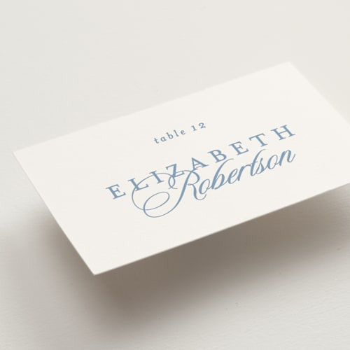 This is a sky wedding place cards with standard by Creo Study called aristocratic printing on signature in placecard