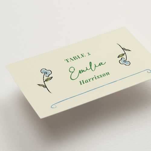This is a waterlily wedding place cards with standard by Helena Vitto called the pairfect printing on signature in placecard