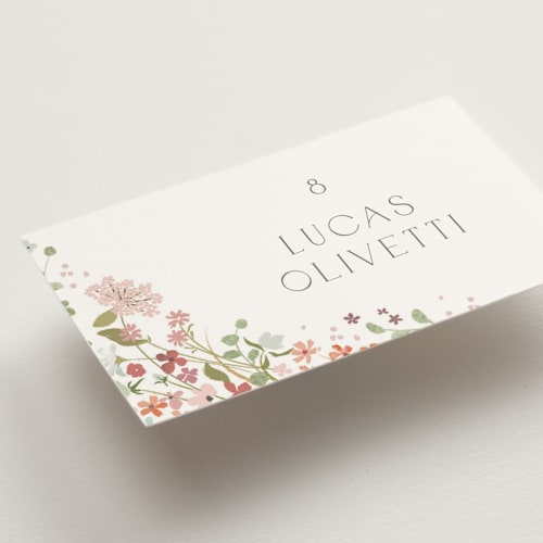 This is a peony wedding place cards with standard by Jennifer Wick called avery printing on signature in placecard