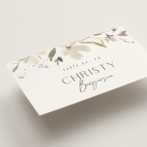 This is a garden wedding place cards with standard by Itsy Belle Studio called aster printing on signature in placecard