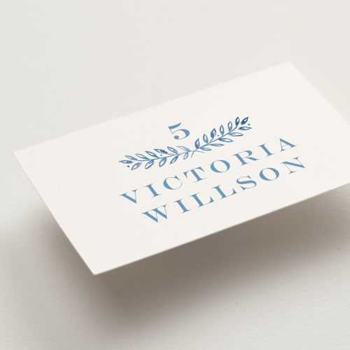 This is a cobalt wedding place cards with standard by Petra Kern called royal printing on signature in placecard