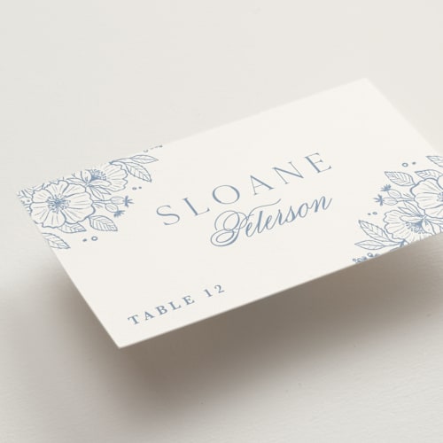 This is a nova wedding place cards with standard by Kristen Smith called wild roses printing on signature in placecard