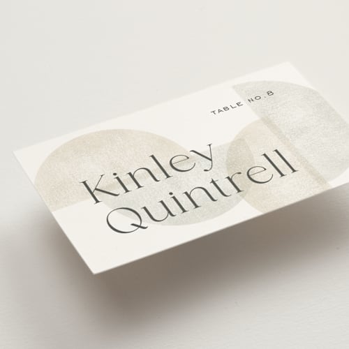 This is a stone wedding place cards with standard by Jackie Crawford called camille printing on signature in placecard