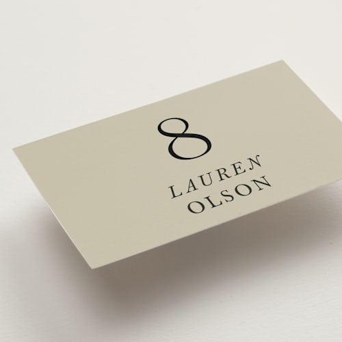 This is a daffodil wedding place cards with standard by Lindsay Megahed called english garden printing on signature in placecard