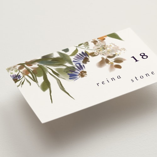 This is a fall wedding place cards with standard by Grace Kreinbrink called pressed garden printing on signature in placecard