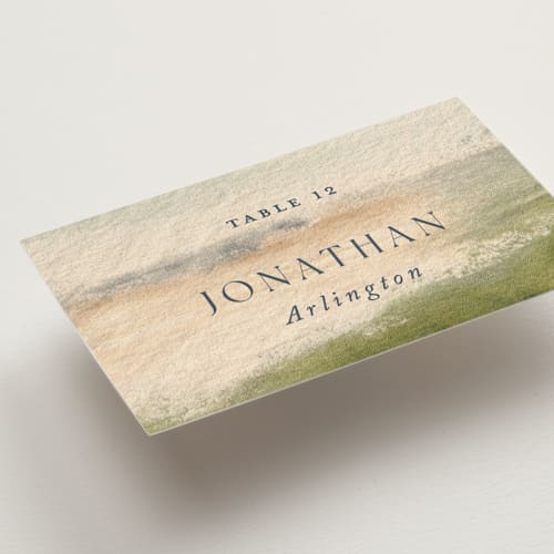 This is a meadow wedding place cards with standard by Holly Whitcomb called bluestem fields printing on signature in placecard
