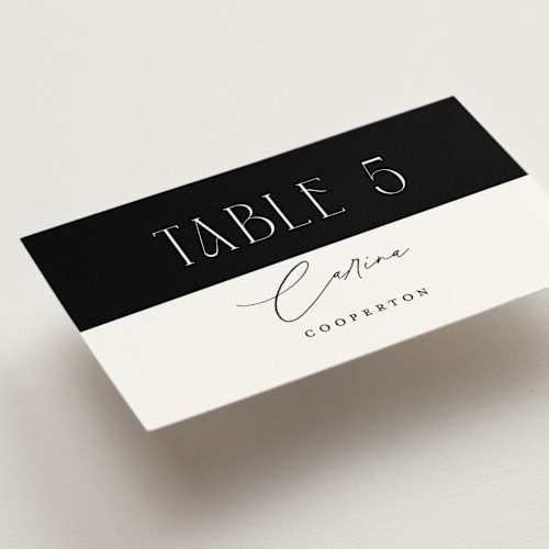 This is a pearl wedding place cards with standard by Christie Garcia called everly printing on signature in placecard