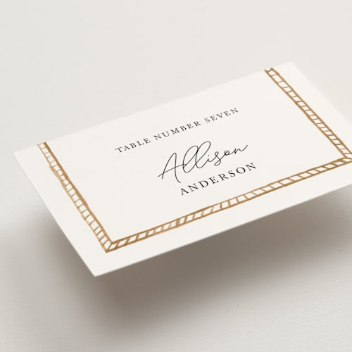 This is a sea wedding place cards with standard by leslie hamer called americana printing on signature in placecard