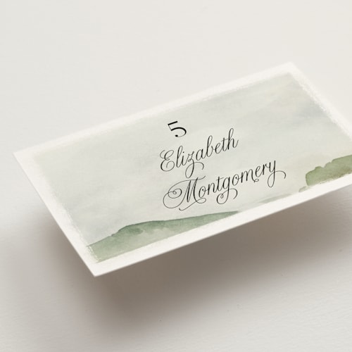This is a emerald wedding place cards with standard by Petra Kern called countryside printing on signature in placecard