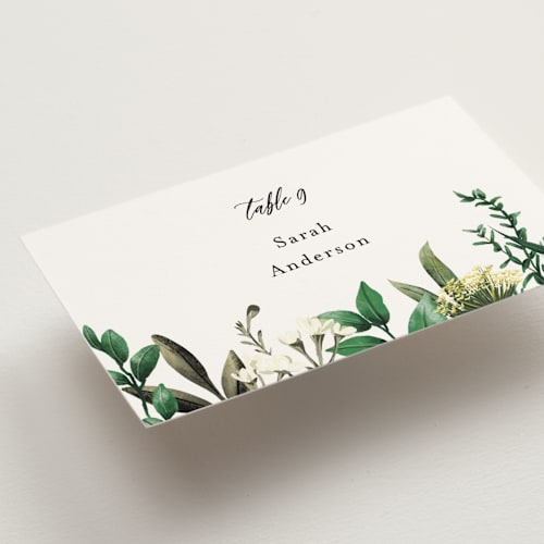 This is a porcelain wedding place cards with standard by Susan Moyal called fresh classic printing on signature in placecard
