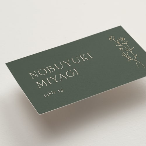 This is a juniper wedding place cards with standard by chocomocacino called kouignette printing on signature in placecard