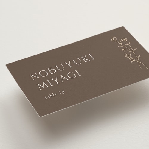 This is a pecan wedding place cards with standard by chocomocacino called kouignette printing on signature in placecard