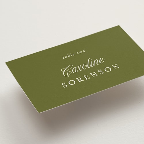 This is a summer wedding place cards with standard by Angela Marzuki called garland monogram printing on signature in placecard