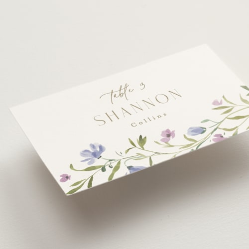 This is a wisteria wedding place cards with standard by Everett Paper Goods called sweeping meadow printing on signature in placecard