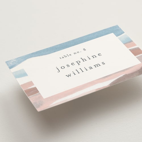 This is a beachy wedding place cards with standard by Pixel and Hank called waves printing on signature in placecard