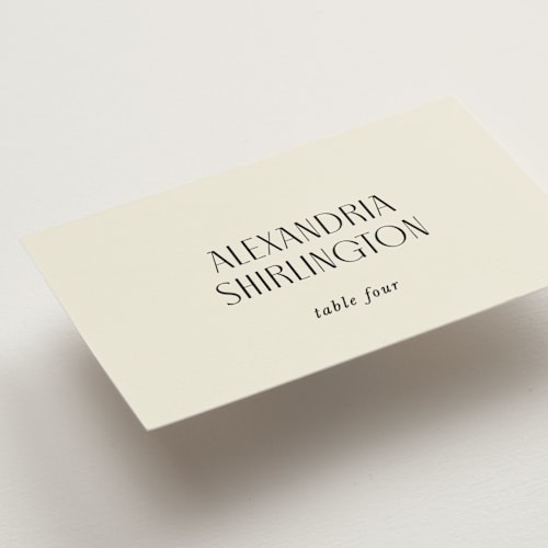 This is a ecru wedding place cards with standard by That Girl Press called commonwealth printing on signature in placecard