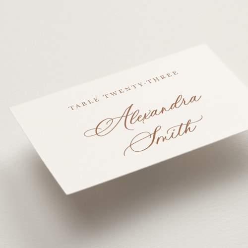 This is a rosewood wedding place cards with standard by Cass Loh called watercolor flowers crest printing on signature in placecard