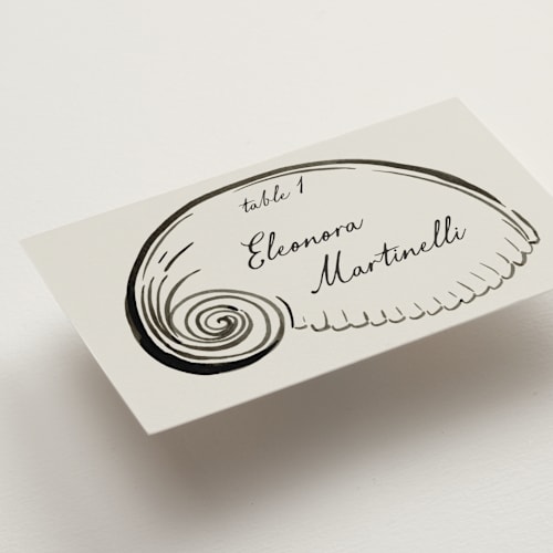 This is a rock wedding place cards with standard by Pati Cascino called puglia printing on signature in placecard