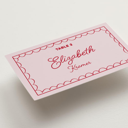 This is a cherry wedding place cards with standard by Helena Vitto called crazy little thing called love printing on signature in placecard