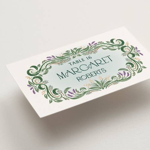This is a spruce wedding place cards with standard by Paper Sun Studio called sierra printing on signature in placecard