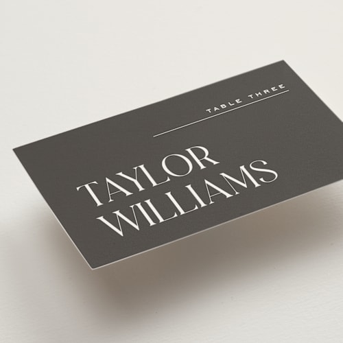 This is a diamond wedding place cards with standard by Heather Cairl called clarity printing on signature in placecard