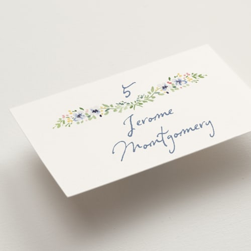 This is a meadow wedding place cards with standard by Petra Kern called meadow whisper printing on signature in placecard