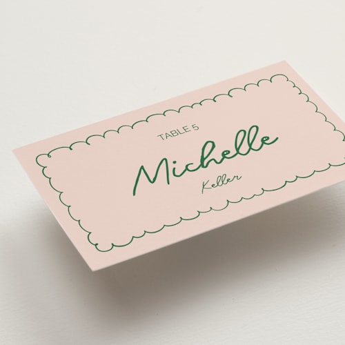 This is a verdant wedding place cards with standard by Zove Ahhh called party on! printing on signature in placecard