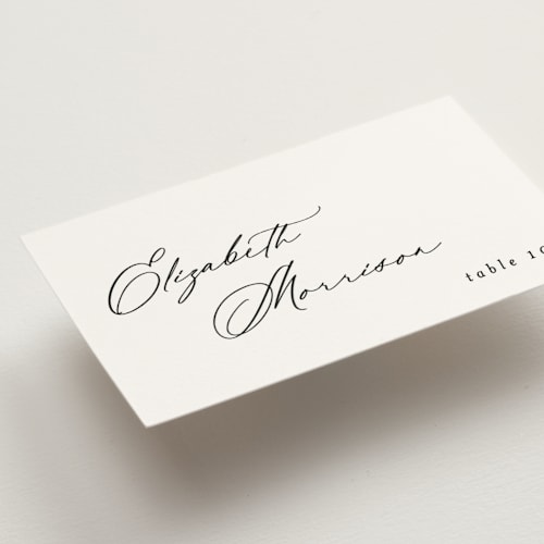 This is a cotton wedding place cards with standard by Carolyn Nicks called kinkaid printing on signature in placecard