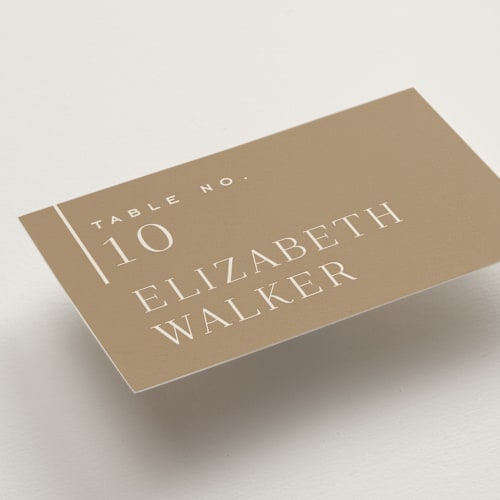 This is a vanilla wedding place cards with standard by Alethea and Ruth called left stack printing on signature in placecard