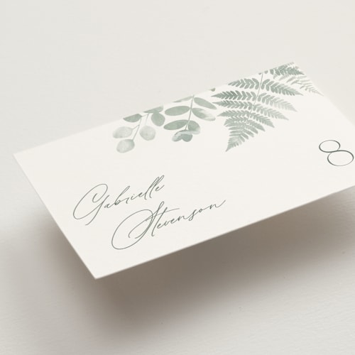 This is a fern wedding place cards with standard by Kristie Kern called gilded woodland printing on signature in placecard