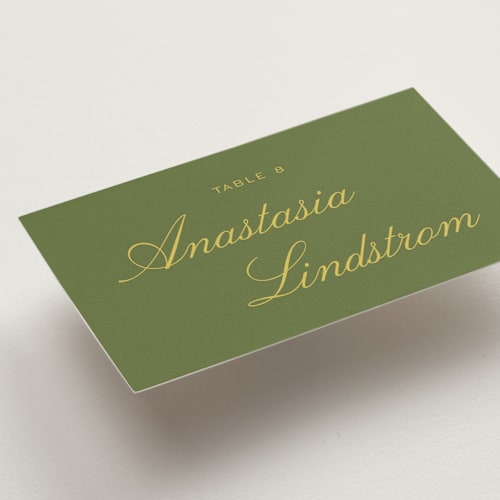 This is a island citrus wedding place cards with standard by Ani Somi called calia printing on signature in placecard
