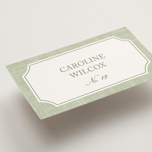 This is a garden wedding place cards with standard by Kelly Schmidt called summer linen printing on signature in placecard