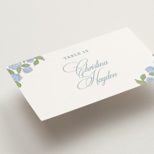 This is a ocean wedding place cards with standard by Creo Study called coastal crest printing on signature in placecard