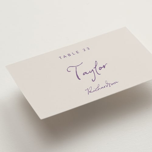 This is a hydrangea wedding place cards with standard by Cass Loh called tablescape drawing printing on signature in placecard