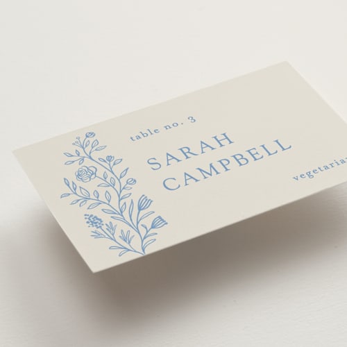 This is a sky wedding place cards with standard by Dana Duricekova called florals printing on signature in placecard