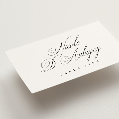 This is a noir slate wedding place cards with standard by Ana de Sousa called written with love printing on signature in placecard