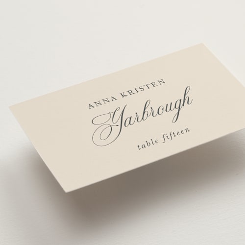 This is a champagne wedding place cards with standard by Sara Hicks Malone called belle meade printing on signature in placecard