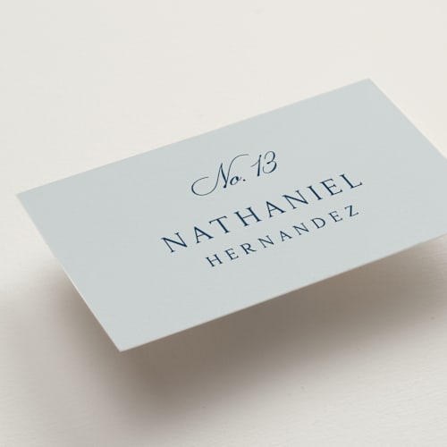 This is a sky wedding place cards with standard by Kelly Schmidt called landscape script printing on signature in placecard