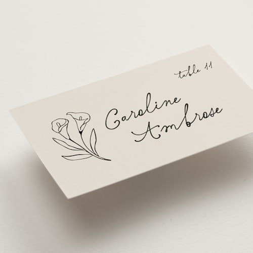 This is a vintage wedding place cards with standard by Kelly Watkins called felicity printing on signature in placecard