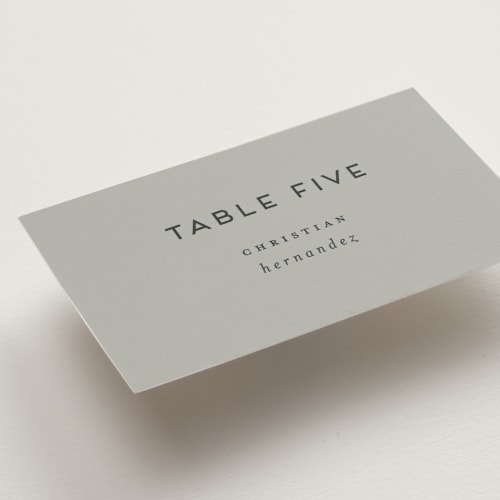 This is a linen wedding place cards with standard by Christie Garcia called picturesque printing on signature in placecard